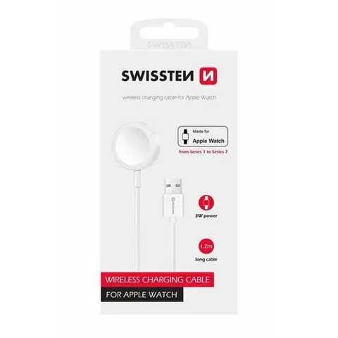 Elektronika SWISSTEN Magnetický nabíjecí kabel pro Apple Watch USB, 1,2 m, bílá