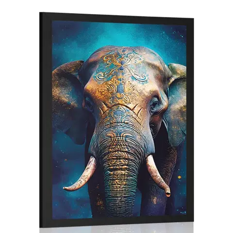 Vládci živočišné říše Plakát modro-zlatý slon