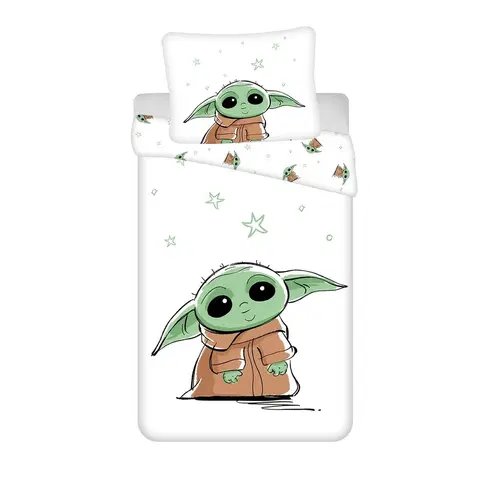 Povlečení Jerry Fabrics Bavlněné povlečení Star Wars Baby Yoda, 140 x 200 cm, 70 x 90 cm