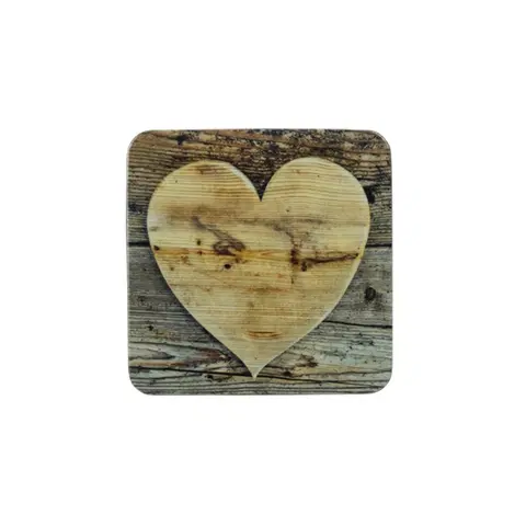 Prkénka a krájecí desky 6ks pevné korkové podtácky dřevěné srdce Wooden heart - 10*10*0,4cm Mars & More SCOZHH