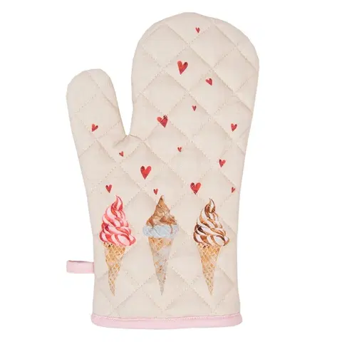 Chňapky Béžová bavlněná chňapka - rukavice se zmrzlinou Frosty And Sweet  - 18*30 cm Clayre & Eef FAS44