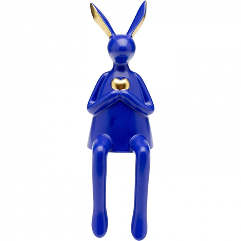 Sošky zajíců KARE Design Soška Zajíc Heart - modrá 29cm