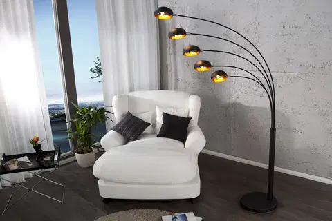 Designové a luxusní stojící lampy Estila Designová jedinečná stojací lampa Five Lights černo-zlatá