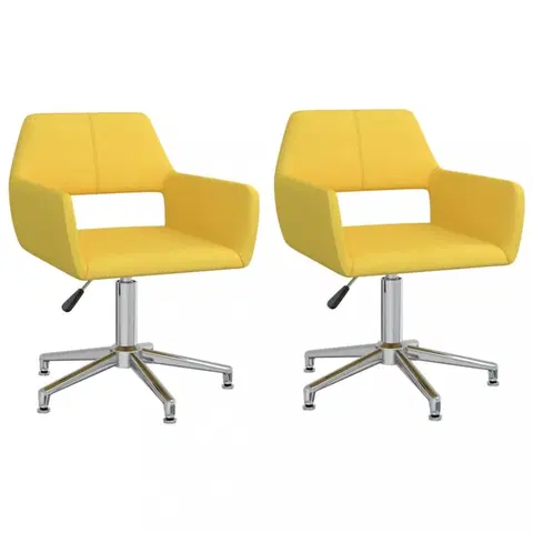 Židle Jídelní židle otočná 2 ks látka Dekorhome Žlutá