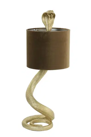 Lampy Zlatá stolní lampa va tvaru hada Snake s karamelovým stínidlem - 27*25*68cm / E27 Light & Living 1863884