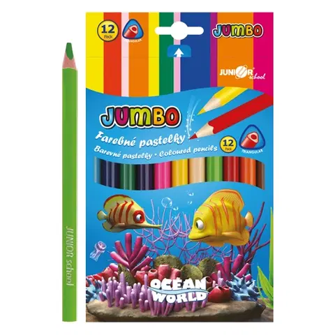 Hračky JUNIOR - Pastelky Ocean World trojhranu JUMBO 12 ks
