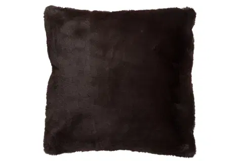Dekorační polštáře Tmavě hnědý chlupatý polštář Cutie - 45*45*4 cm J-Line by Jolipa 76891