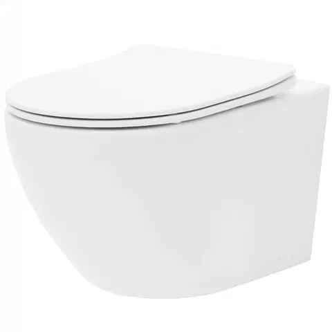 Záchody REA Závěsná WC mísa včetně sedátka Rimless Carlo Flat Mini bílá REA-C2760