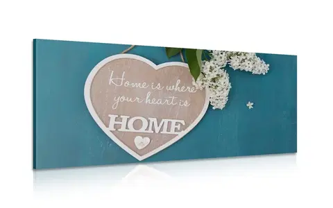 Obrazy s citáty a nápisy Obraz srdce s citací - Home is where your heart is