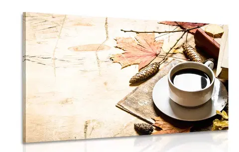 Obrazy jídla a nápoje Obraz podzimní šálek kávy