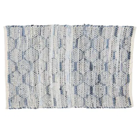 Koberce a koberečky Modrobílý bavlněný koberec s ornamenty a střapci - 60*90 cm Clayre & Eef KT080.033