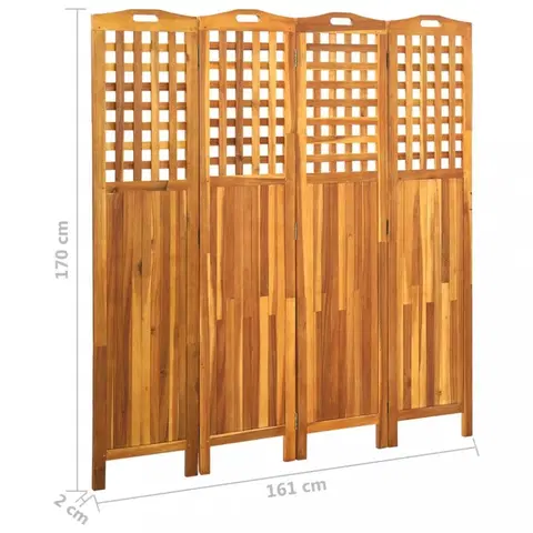 Paravány Paravan akáciové dřevo Dekorhome 161x170 cm (4-dílný)