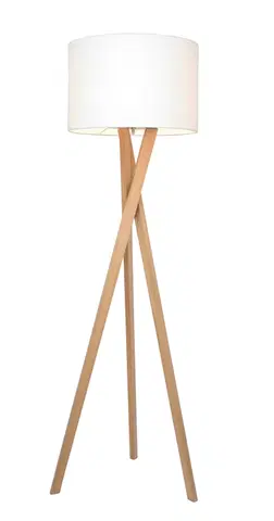 Dřevěné stojací lampy Sessak Přírodní stojací lampa Vega na trojnožce - pr. 45 x 160 mm, 60 W, dub a bílé stínítko SE RVEGLT