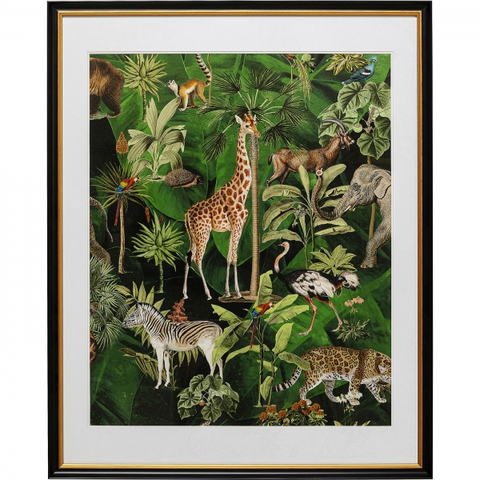 Zarámované obrazy KARE Design Zarámovaný obraz Animals in Jungle 80x100cm