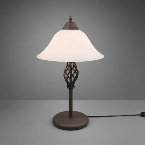 Stolní lampy Trio Lighting Stolní lampa Rustica s lankovým vypínačem, rezavá