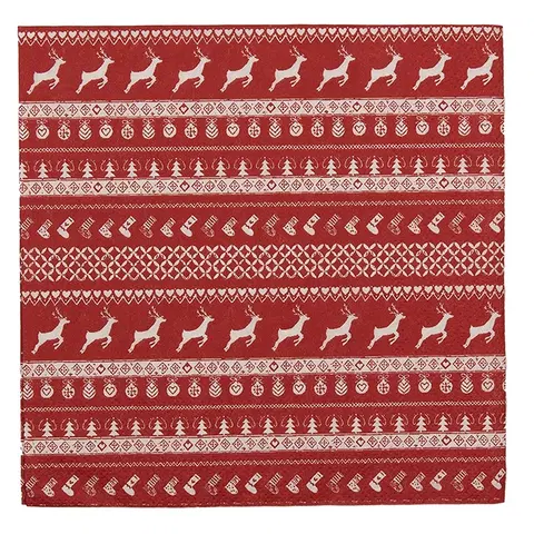 Ubrousky Červené papírové ubrousky Nordic Christmas - 33*33 cm (20ks) Clayre & Eef NOC73