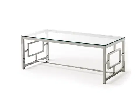 Designové a luxusní konferenční stolky Estila Chromový designový konferenční stolek Adorno ze skla a kovu 120cm