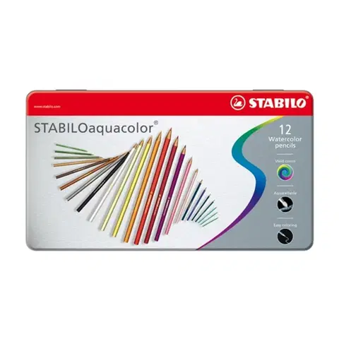 Hračky STABILO - Pastelky aquacolor metal box 12ks
