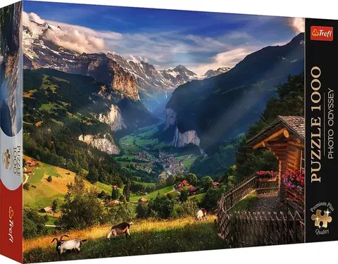 Hračky puzzle TREFL - Puzzle 1000 Premium Plus - Foto Odysea: Údolí Lauterbrunnen, Švýcarsko