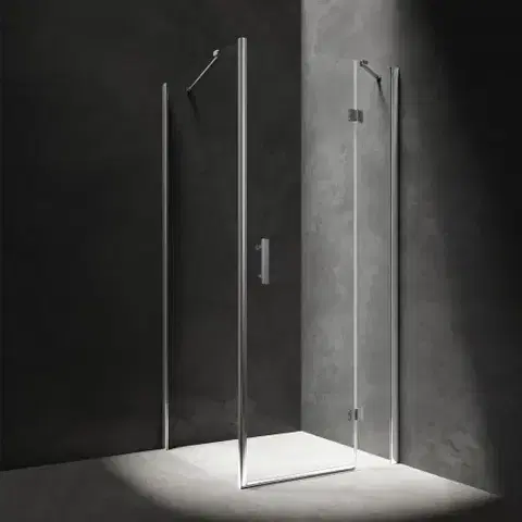 Sprchové kouty OMNIRES MANHATTAN obdélníkový sprchový kout s křídlovými dveřmi, 100 x 90 cm chrom / transparent /CRTR/ MH1090CRTR
