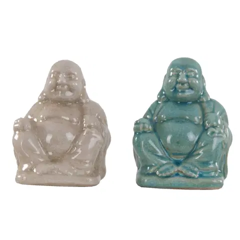 Luxusní stylové sošky a figury Estila Šťastný Buddha 16cm (modrý nebo béžový) 1ks