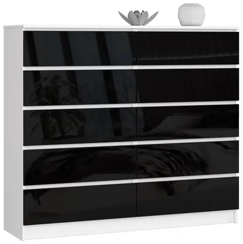 Komody Ak furniture Komoda Kuba 140 cm 10 šuplíků bílá/černá