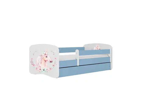 Dětské postýlky Kocot kids Dětská postel Babydreams kůň modrá, varianta 70x140, se šuplíky, s matrací