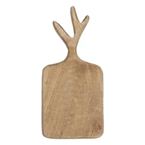 Prkénka a krájecí desky Hnědé dekorativní dřevěné prkénko s úchopem ve tvaru parohů - 30*14*2 cm Clayre & Eef 6H2033