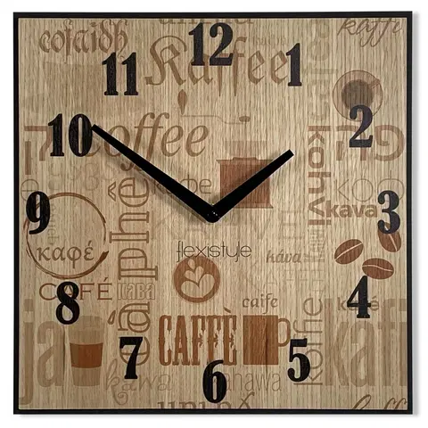 Kuchyňské hodiny Dřevěné hodiny s nápisy coffe