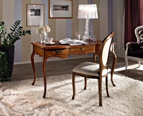 Stylové a luxusní pracovní a psací stoly Estila Luxusní rustikální italský pracovní stůl Heriss z masivu se třemi zásuvkami 139 cm