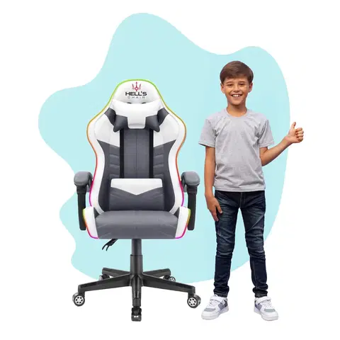 Herní křesla Dětská hrací židle HC - 1004 bílá s osvětlením LED