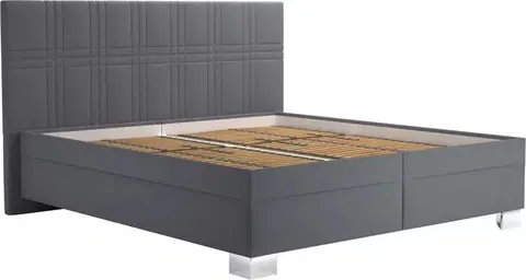 Postele BLANÁŘ Čalouněná postel MICHAELA s polohovatelným roštem 180x200 šedá