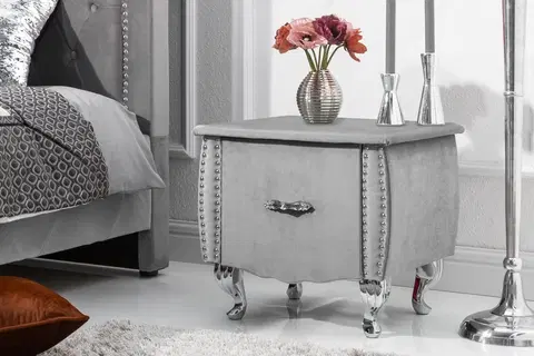 Noční stolky LuxD Noční stolek Spectacular, 45 cm, stříbrno-šedý