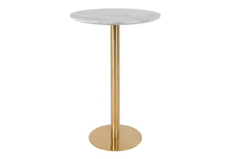 Barové stolky Norddan Designový kulatý barový stůl Kane 70 cm imitace mramoru / mosaz