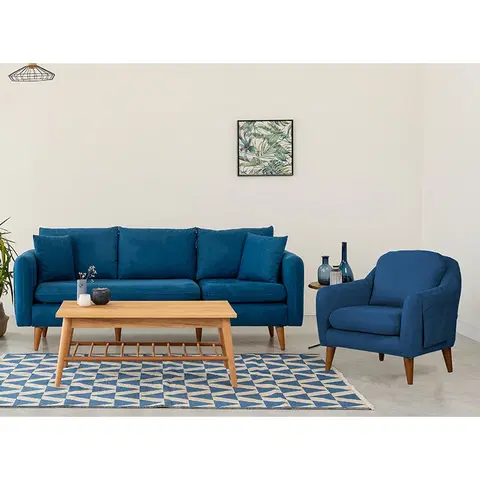 Pohovky a gauče Pohovka s křeslem SOFIA modrá