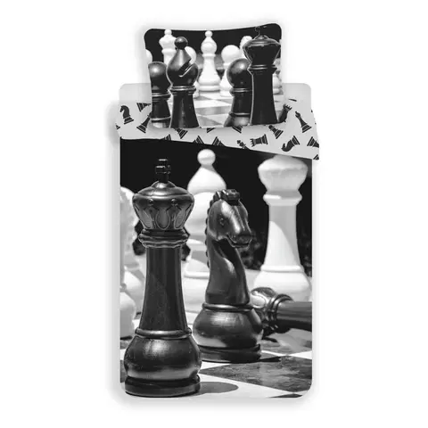 Povlečení Jerry Fabrics Bavlněné povlečení Šachy, 140 x 200 cm, 70 x 90 cm