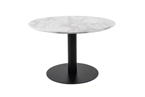 Konferenční stolky Norddan Kulatý konferenční stolek Kane 70 cm imitace mramoru / černý
