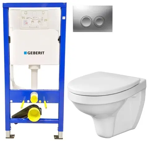 WC sedátka GEBERIT Duofix tlačítko DELTA21 matné WC CERSANIT DELFI + SEDÁTKO 458.103.00.1 21MA DE1