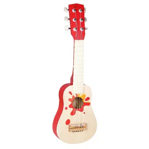 Dřevěné hračky Classic world Kytara dřevěná červená, 6 strun