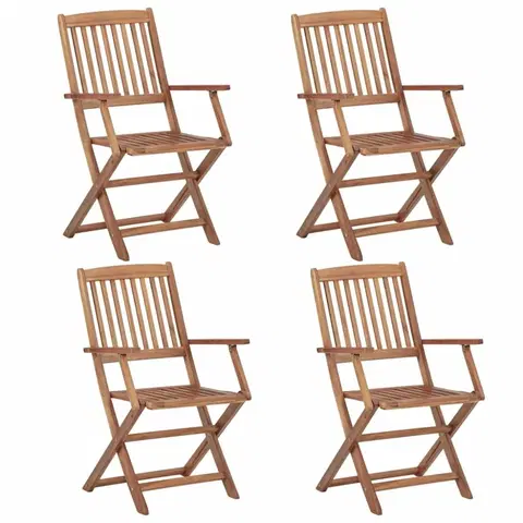 Zahradní křesla a židle Skládací zahradní židle 4 ks akáciové dřevo Dekorhome