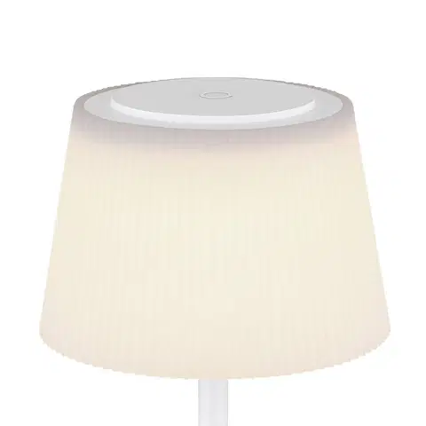 Venkovní osvětlení terasy Globo Nabíjecí stolní lampa Gregoir LED, matná bílá, výška 38 cm, CCT