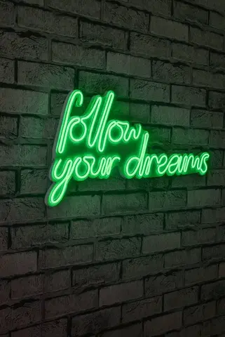 Nástěnné dekorace Dekorativní LED osvětlení zelené FOLOW YOURS DREAMS