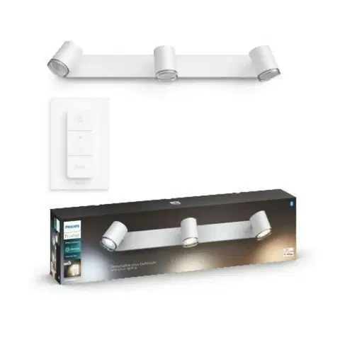 LED bodová svítidla PHILIPS HUE Hue White Ambiance Bodové koupelnové svítidlo Philips Adore BT 8719514340893 LED GU10 3x5W 3x350lm 2200-6500K IP44 230V, bílé s dálkovým ovladačem a Bluetooth