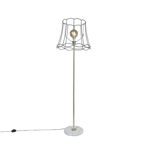 Stojaci lampy Retro stojací lampa mosazná s rámem Granny černá 45 cm - Kaso