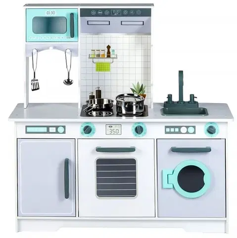 Hračky Dřevěná XXL kuchyňka s pračkou + doplňky Ecotoys