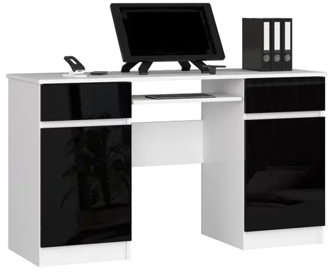 Psací stoly Ak furniture Psací stůl A5 135 cm bílý/černý