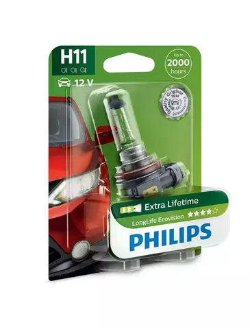 Autožárovky Philips H11 12V 55W PGJ19-2 LongerLife ECOVision blistr 1ks 12362LLECOB1