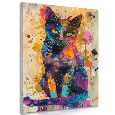 Obrazy kočky Obraz kočka s imitací malby