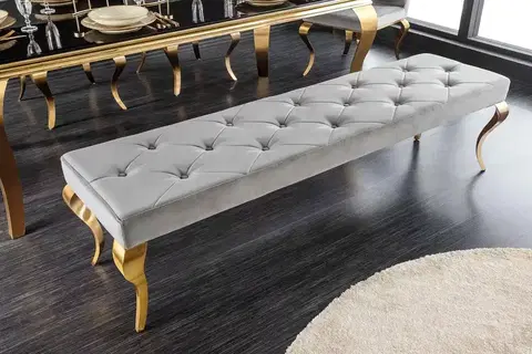Lavice do jídelny LuxD Designová lavice Rococo 172 cm šedá / zlatá