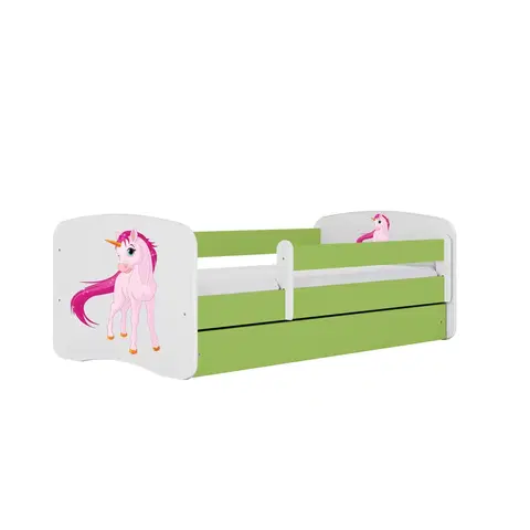 Dětské postýlky Kocot kids Dětská postel Babydreams jednorožec zelená, varianta 80x160, se šuplíky, s matrací